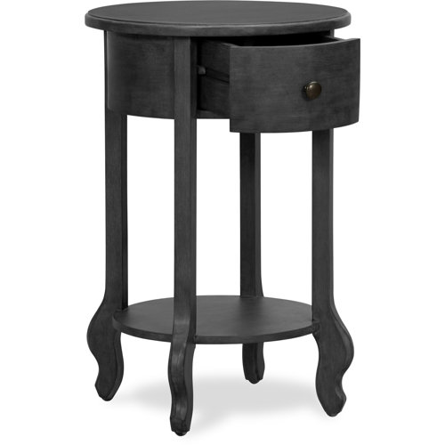 Charlton Home® Kerr James Round Wooden Accent Side Table with 1Drawer
